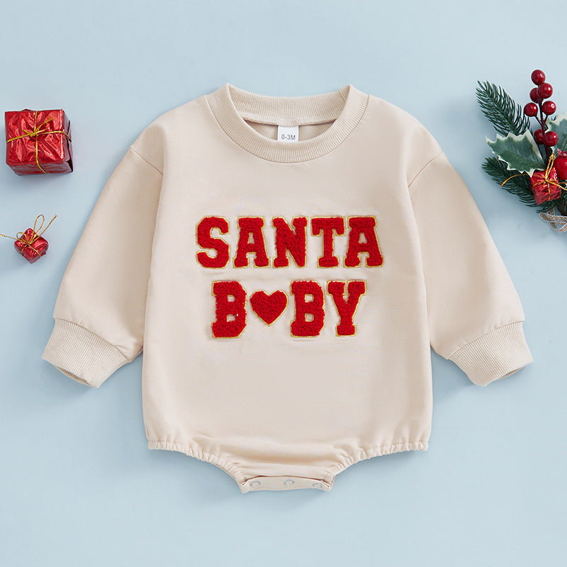 Vêtements de Noël pour filles et garçons, sweat-shirt décontracté, combinaison mignonne avec lettres, combinaison à manches longues, bodys pour nouveau-nés.