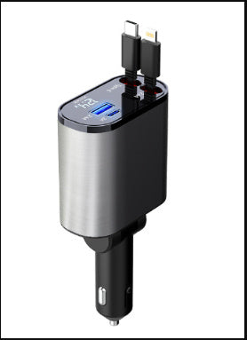 Chargeur de voiture en métal 100W Super Charge rapide Adaptateur USB et TYPE-C pour allume-cigare