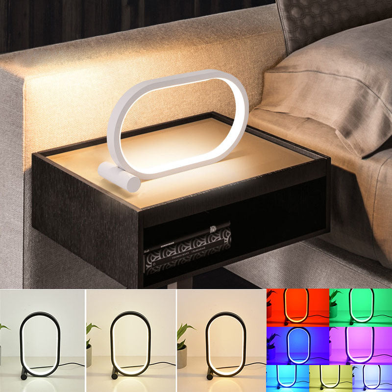 Lampe à brancher USB, lampe ovale en acrylique, contrôle tactile, dimmable, moderne, simple, créative, lampe de nuit, lampe de lecture de chevet, lampe de bureau à LED.