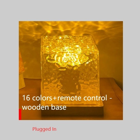 Lampe de table à LED avec projection rotative et USB, lumière d'ambiance ondulée, en cristal, RVB, intensité variable, décoration de la maison, 16 couleurs, cadeaux