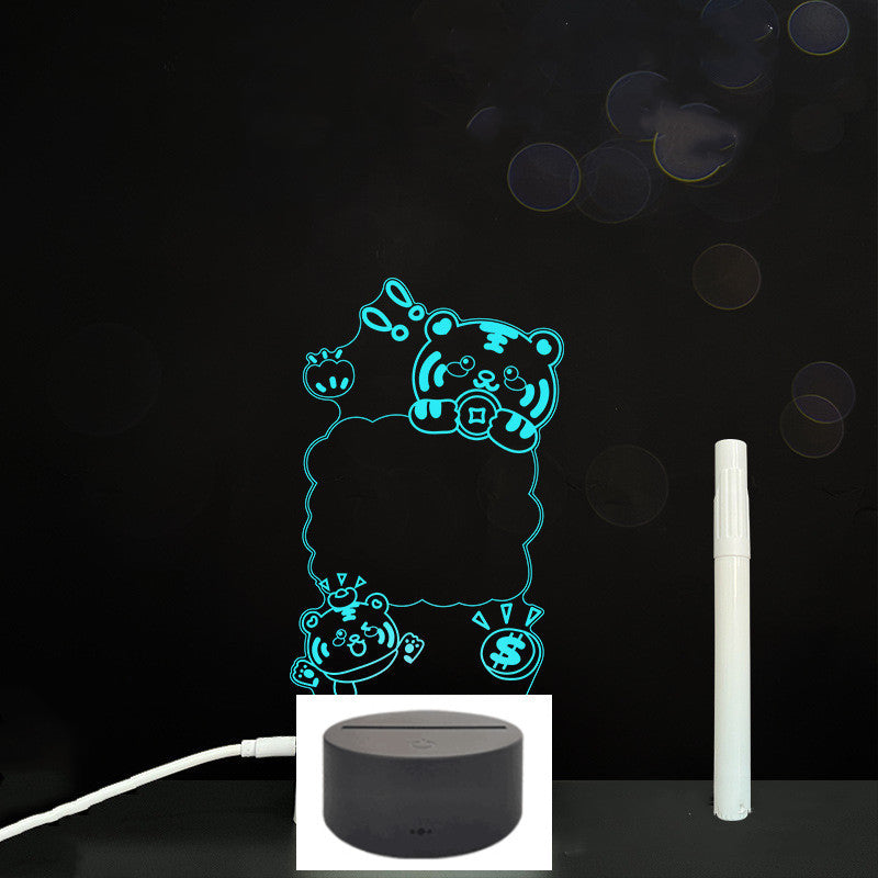 Tableau de message en acrylique 3D avec écriture à la main et lumière LED