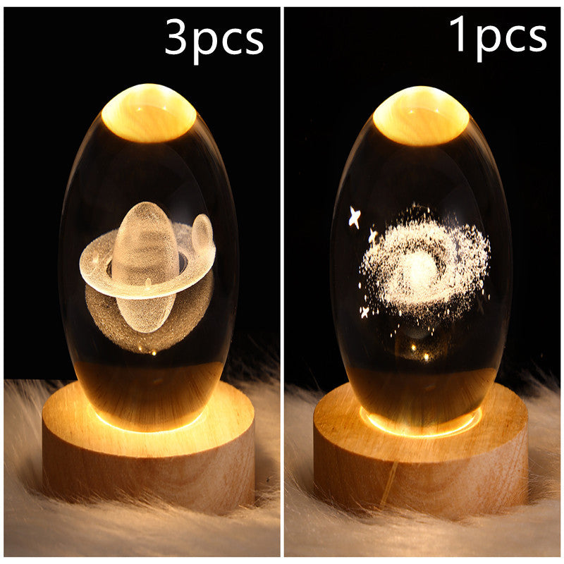 Lampe de table en cristal galaxie LED, lampe 3D de planète et de lune, décoration de chambre pour enfants, fête d'anniversaire pour enfants.
