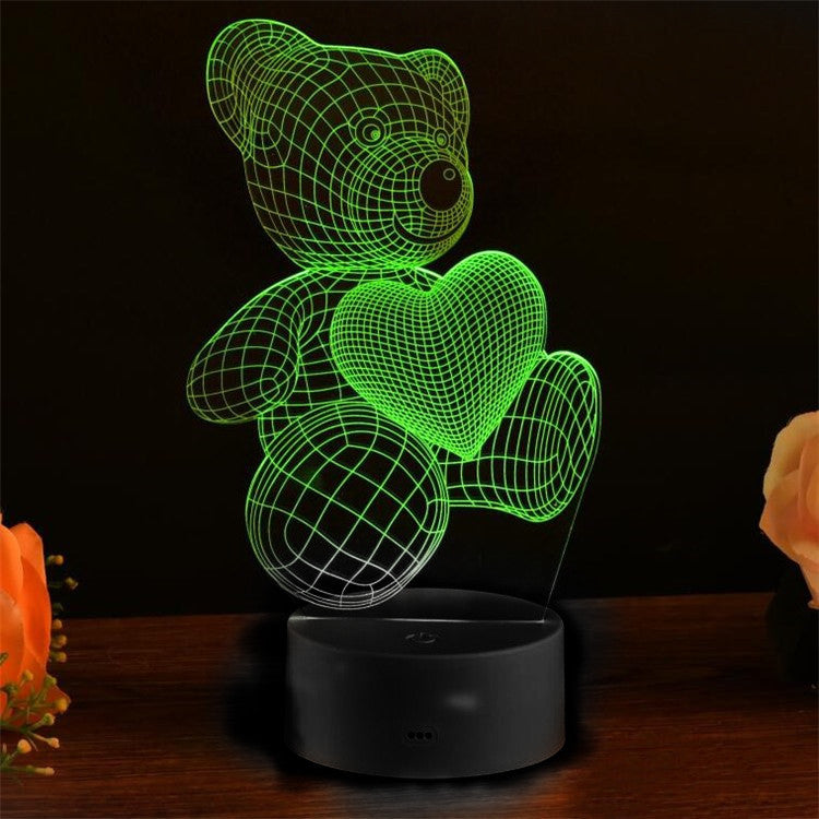 Série de lampes créatives en 3D de l'ours d'amour cartoon