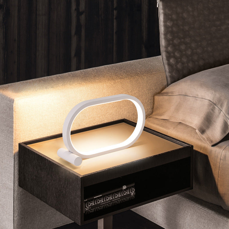 Lampe à brancher USB, lampe ovale en acrylique, contrôle tactile, dimmable, moderne, simple, créative, lampe de nuit, lampe de lecture de chevet, lampe de bureau à LED.