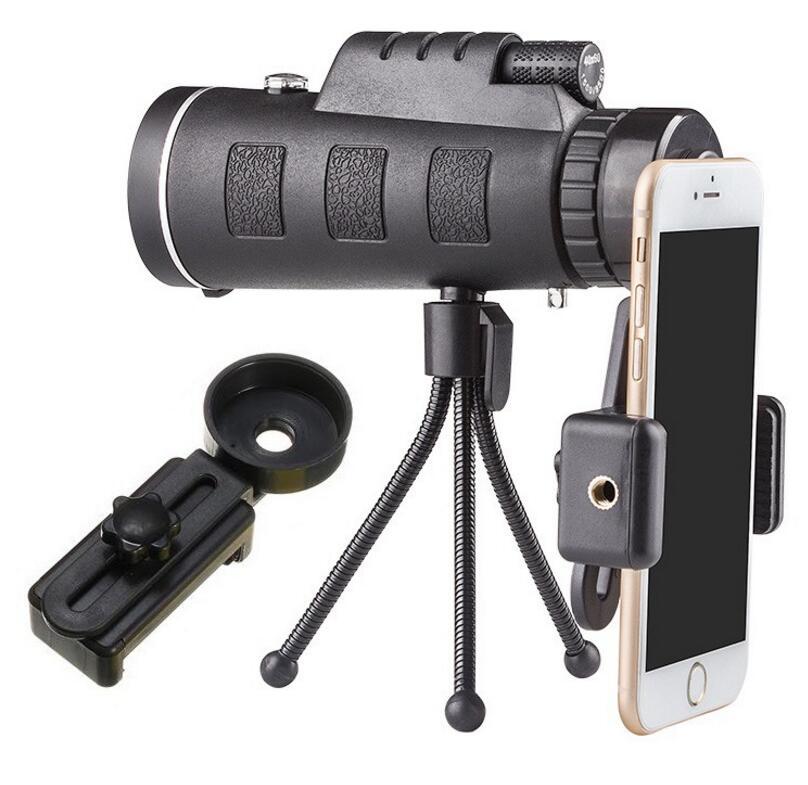 Compatible avec Apple, télescope monoculaire zoom avec clip pour téléphone et trépied.