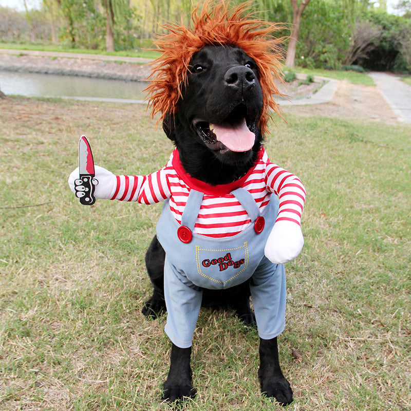 Costume d'Halloween pour animaux de compagnie, vêtements amusants pour chiens, costume de cosplay ajustable pour chiens, costume effrayant pour fêtes et rassemblements.