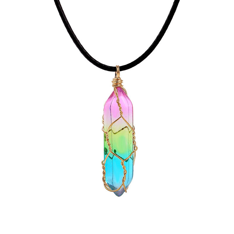 Collier géométrique transparent en cristal de diamant pour femme