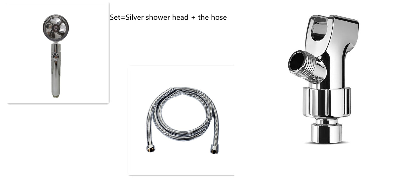 Pommeau de douche à économie d'eau, rotation à 360 degrés avec petit ventilateur, buse de pulvérisation haute pression ABS, accessoires de salle de bain.