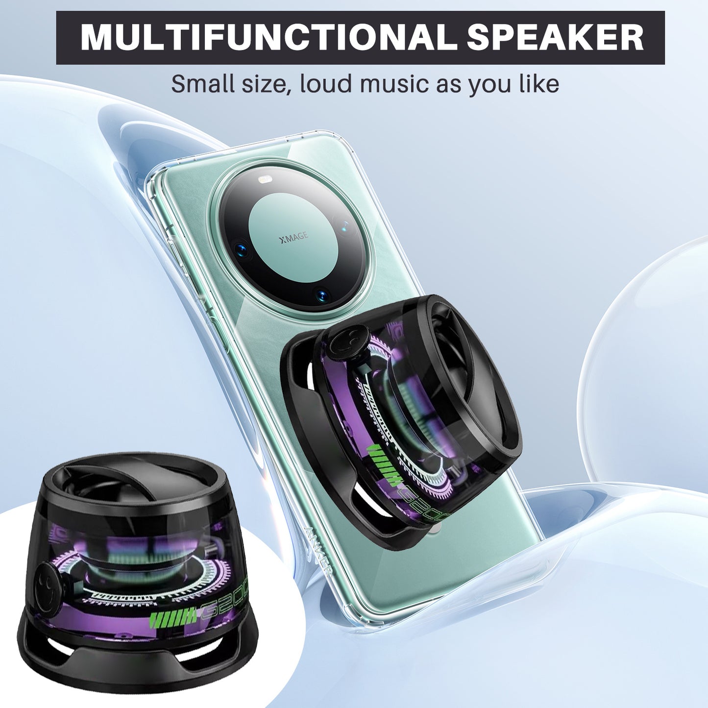 Haut-parleur Bluetooth portable G200 RGB Lighting Speaker BT5.3 Mini Sound Box 7 heures de lecture Support de téléphone magnétique