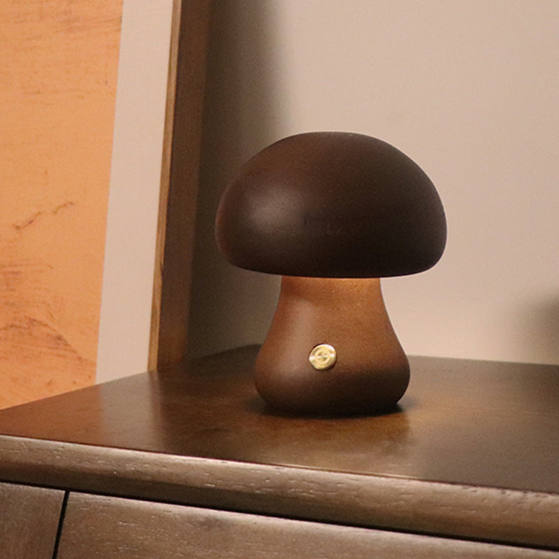 Lampe de nuit LED en bois en forme de champignon mignon avec interrupteur tactile, lampe de table de chevet pour chambre à coucher, chambre d'enfants, lampes de nuit pour le sommeil, décoration intérieure.