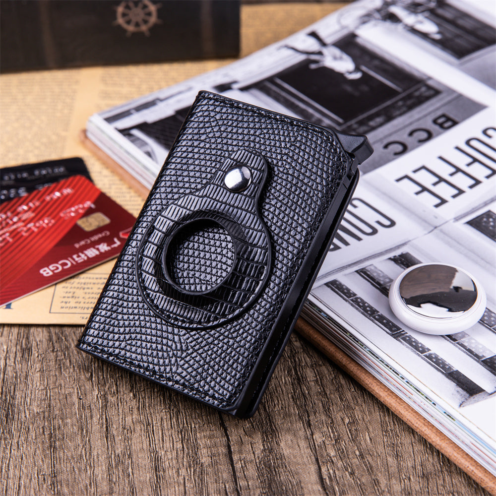 Porte-cartes antivol pour homme avec trou de traqueur