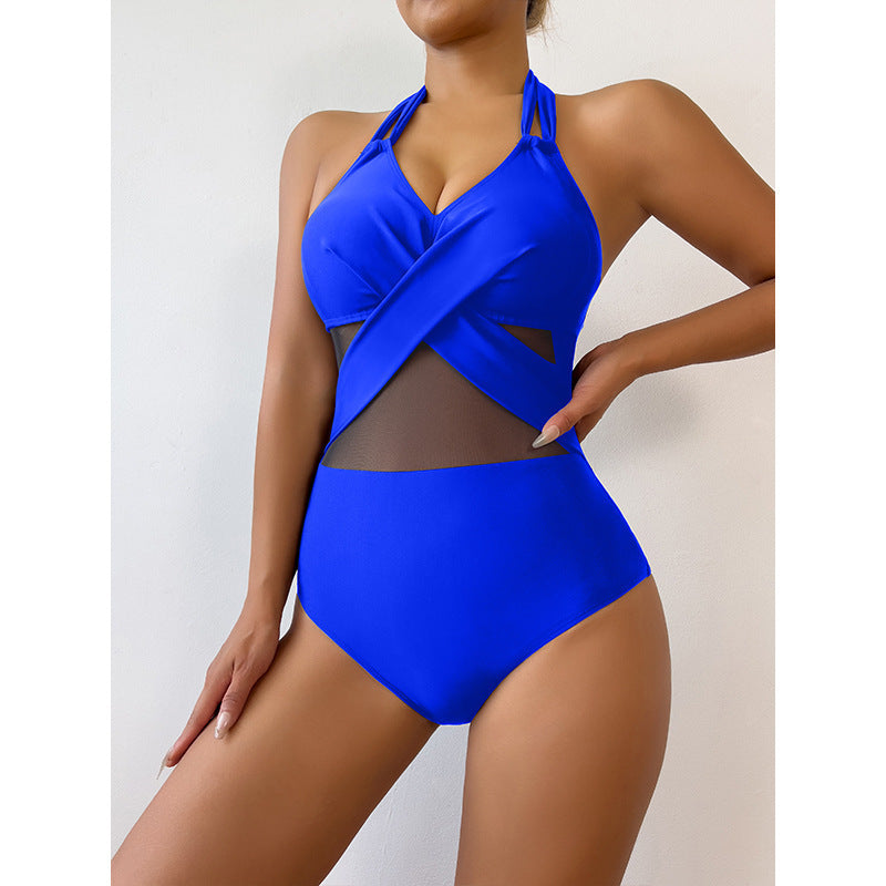 Maillot de bain une pièce tendance de couleur unie