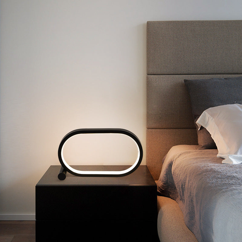 Lampe à brancher USB, lampe ovale en acrylique, contrôle tactile, dimmable, moderne, simple, créative, lampe de nuit, lampe de lecture de chevet, lampe de bureau à LED.