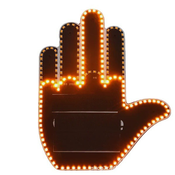 Lumière de geste illuminée par LED amusante pour voiture avec télécommande, lumière de geste du doigt d'honneur, lampe à main pour signes de rage au volant.