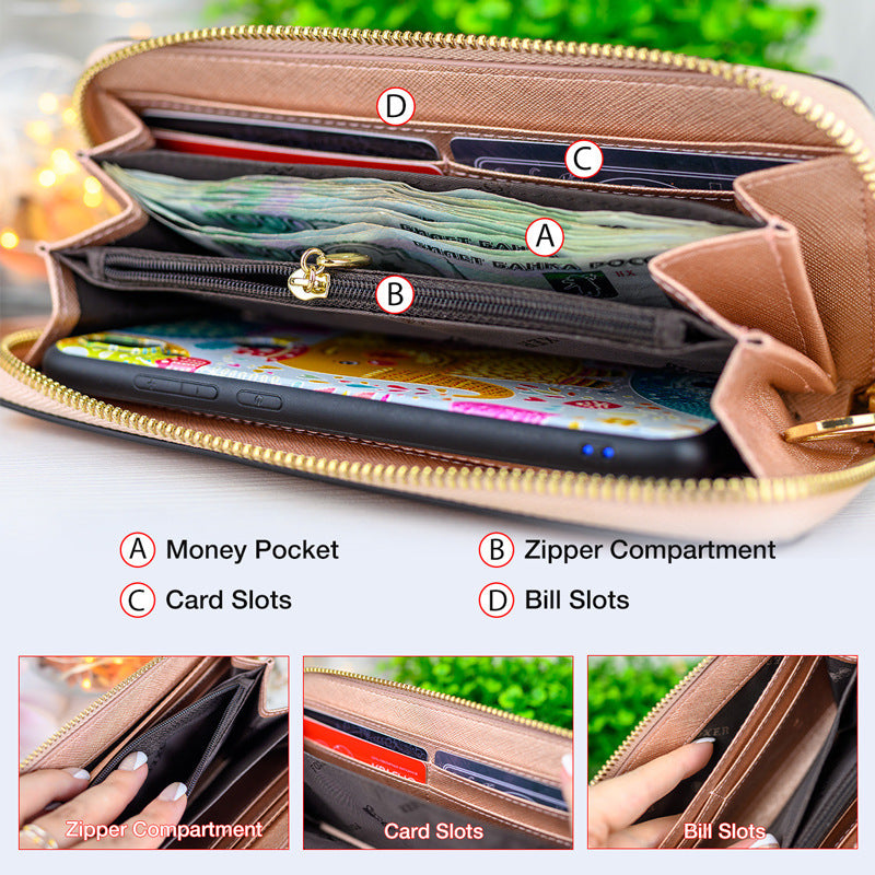 Porte-monnaie avec plusieurs emplacements pour cartes, long et léger, sac à main de luxe populaire pour femmes.