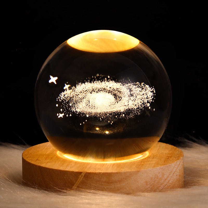 Lampe de table en cristal galaxie LED, lampe 3D de planète et de lune, décoration de chambre pour enfants, fête d'anniversaire pour enfants.