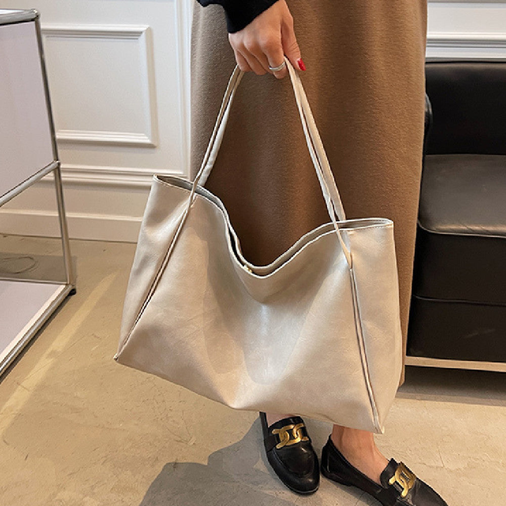 Sac fourre-tout vintage pour femme, sac à bandoulière en cuir de grande capacité, style sportif et décontracté, style Harajuku, simple