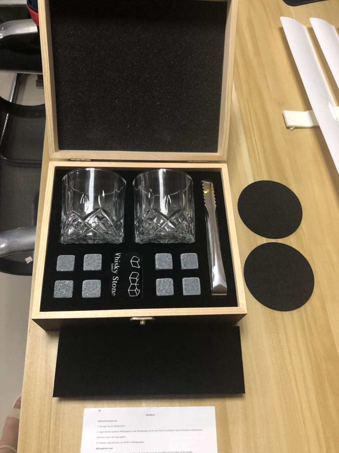 Ensemble verre à whisky, verre à whisky Coffret cadeau en bois