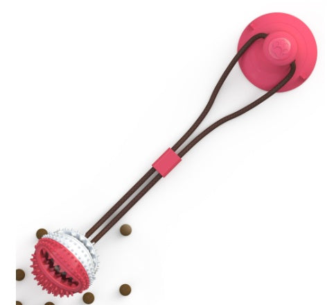 Jouet pour chien en silicone avec ventouse, jouet interactif en forme de balle pour chien, conçu pour le nettoyage des dents et l'alimentation des animaux de compagnie.