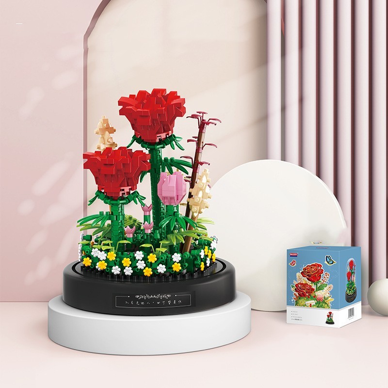 Jouets de décoration de roses à assemblage de petites particules