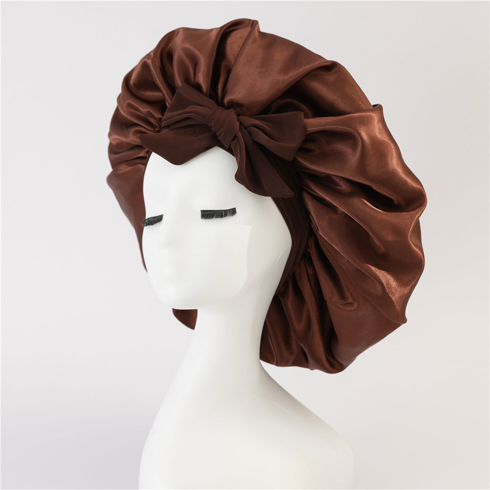 Nouveau bonnet en soie pour femmes endormies, bonnet en satin, bonnet de nuit, écharpe pour cheveux bouclés avec bandeau pour cheveux bouclés
