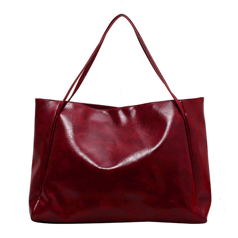 Sac fourre-tout vintage pour femme, sac à bandoulière en cuir de grande capacité, style sportif et décontracté, style Harajuku, simple