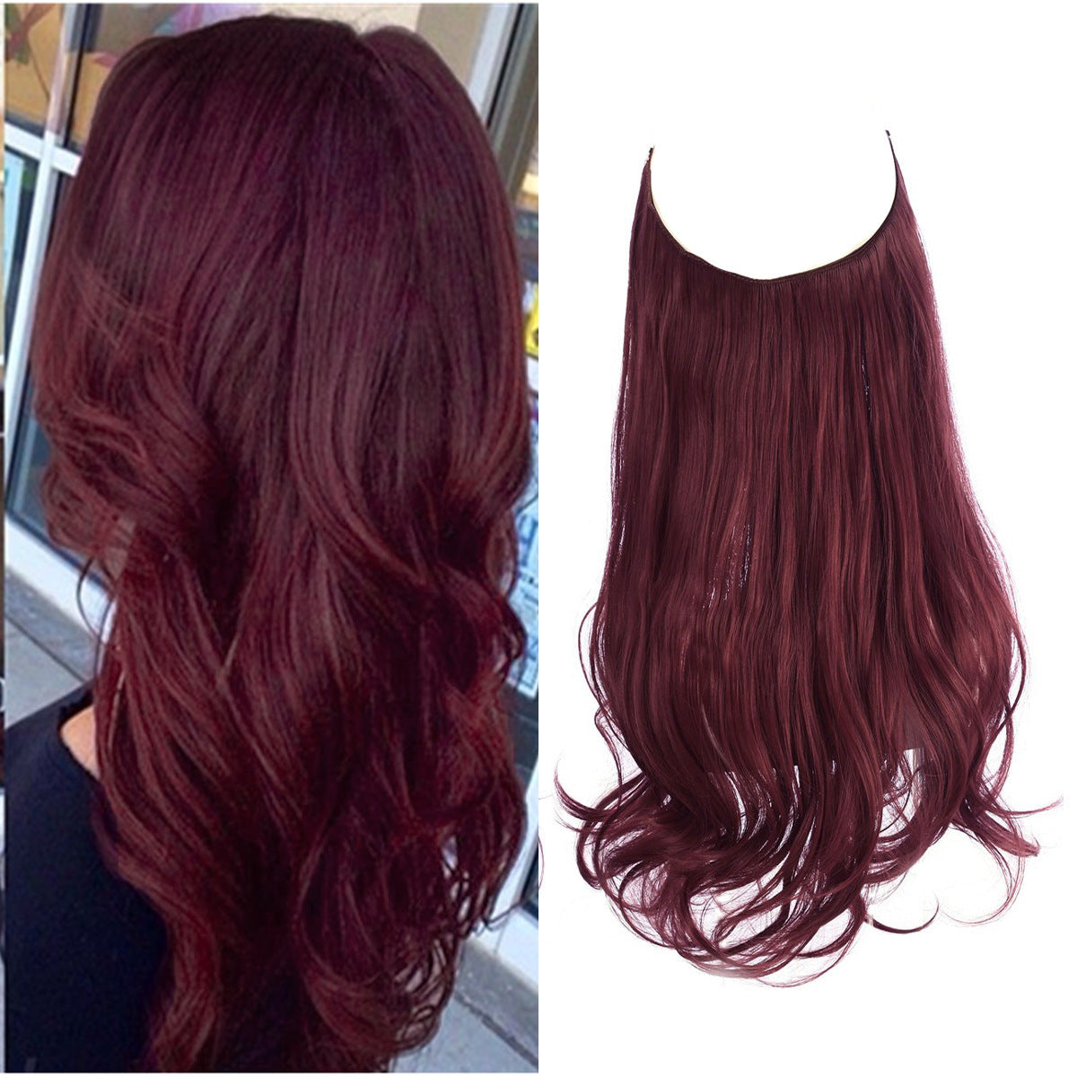 Perruque Extension Femelle Fibre Chimique Cheveux Longs Bouclés Fibre Haute Température Mate Fil De Pêche Perruque Ensemble