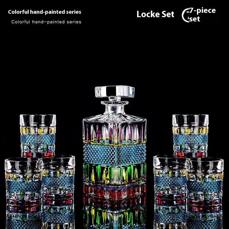 Ensemble de verres à liqueur en cristal peint, ensemble de vin de haute qualité, tasse en verre coloré.