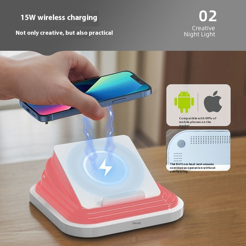 Lampe de chargement sans fil pour téléphone mobile pliable à ambiance créative et multifonctionnelle.
