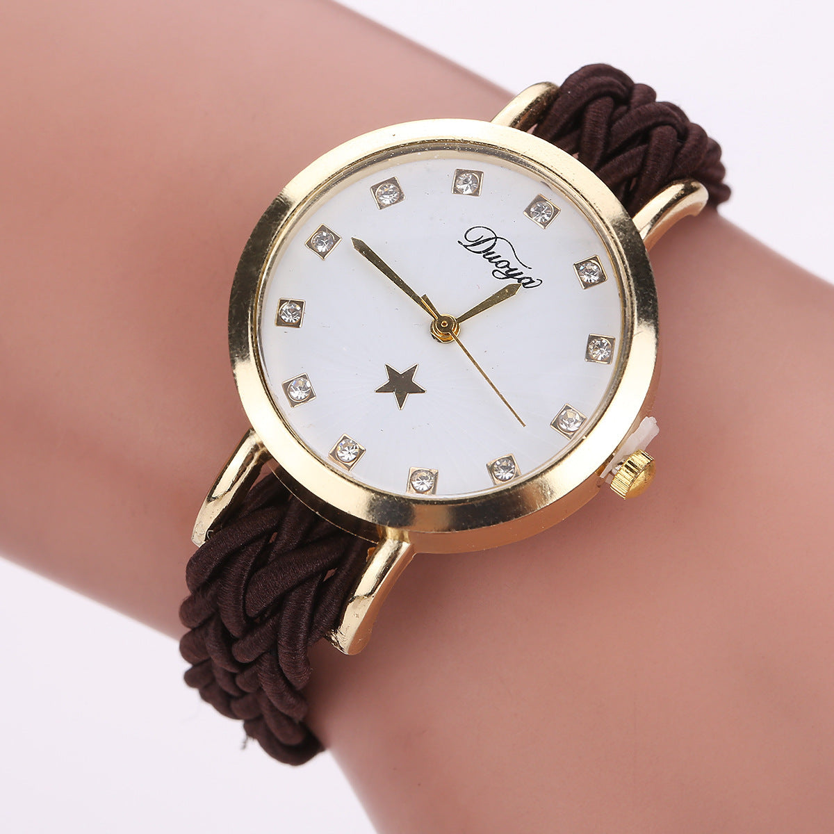 Nouvelle montre tissée multicolore pour femmes