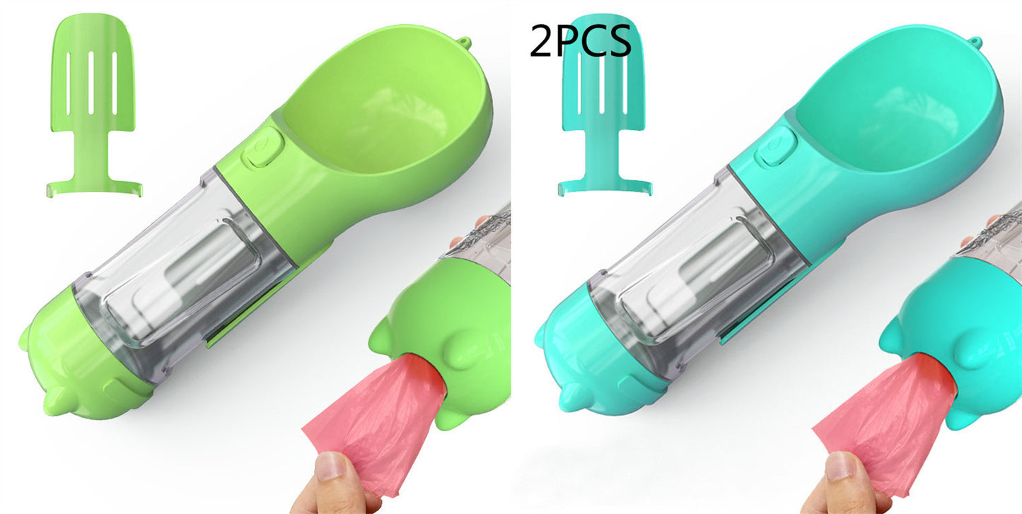 Bouteille d'eau pour animaux de compagnie avec distributeur, bol, sac poubelle, rangement, portable, voyage en extérieur, 3 en 1 pour chien. - KaoKao