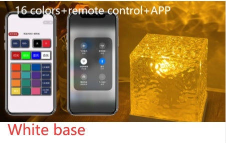 Lampe de table à LED avec projection rotative et USB, lumière d'ambiance ondulée, en cristal, RVB, intensité variable, décoration de la maison, 16 couleurs, cadeaux