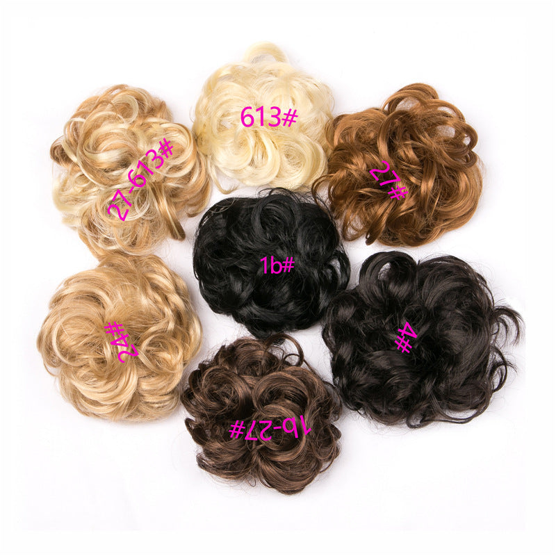 Europe, Japon et Corée du Sud populaires chignon naturel moelleux cordon cheveux bouclés boule tête cheveux anneau ensemble de cheveux accessoires de cheveux féminins cheveux en fibre chimique