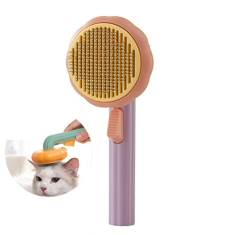 Nouvelle brosse pour chat à poils, vente chaude, peigne en acier inoxydable à main, auto-nettoyant, boucleur pour l'élimination des poils.