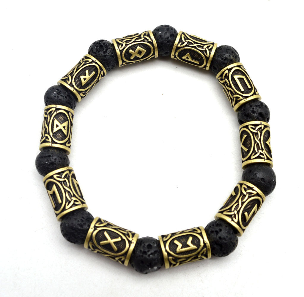 Bracelet en argent et pierre de lave noire fabriqué par Asgard