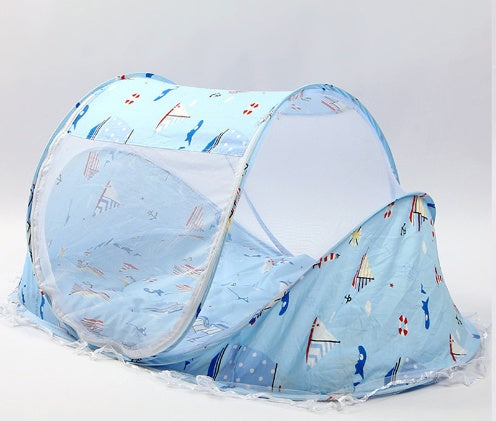 Lit de bébé pliable avec filet et oreiller, ensemble de 2 pièces.