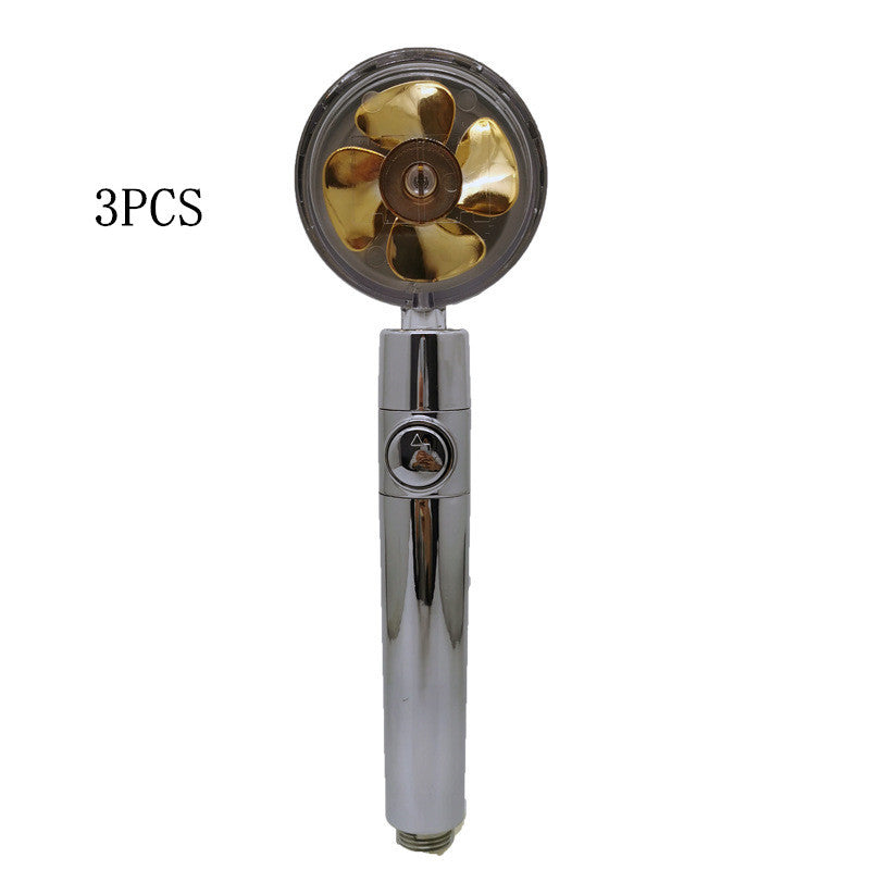 Pommeau de douche à hélice avec bouton d'arrêt et filtre en coton Buse de douche à main haute pression turbocompressée