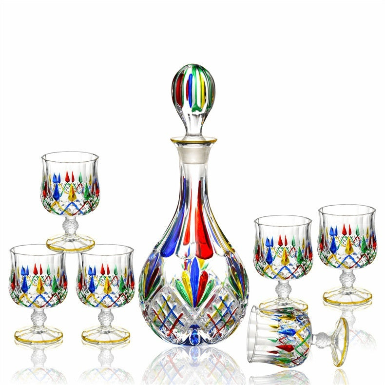 Ensemble de verres à liqueur en cristal peint, ensemble de vin de haute qualité, tasse en verre coloré.