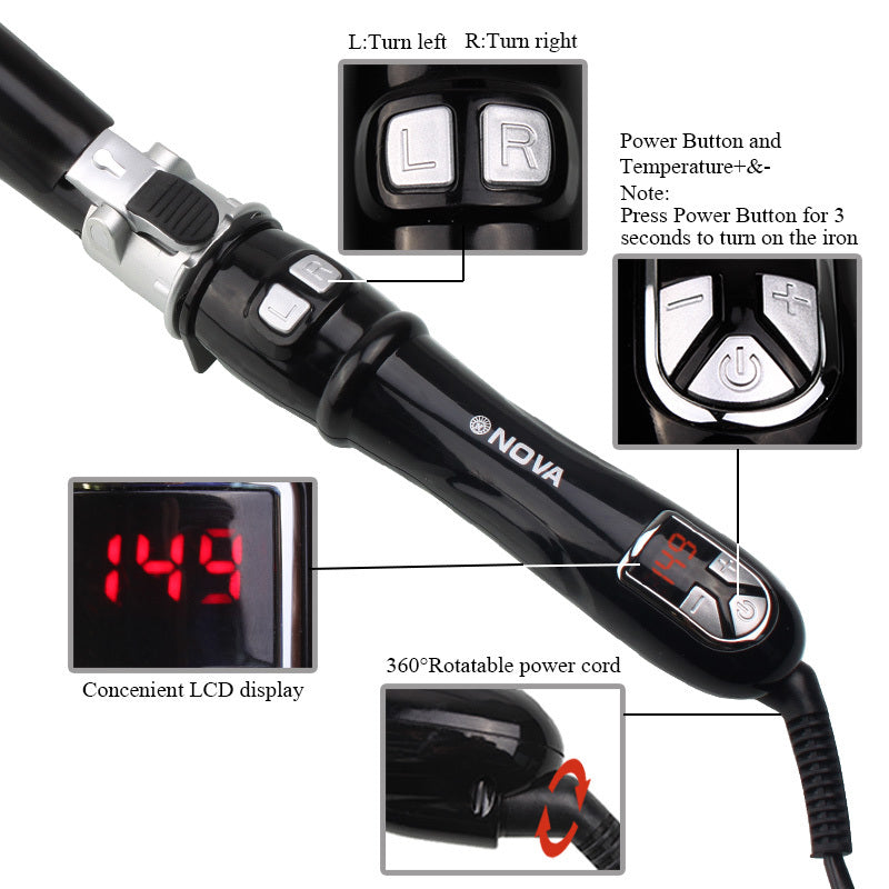 Fer à friser automatique Otating Curling Iron, appareil de coiffure à chaleur instantanée de 30 secondes, boucleur de cheveux automatique.