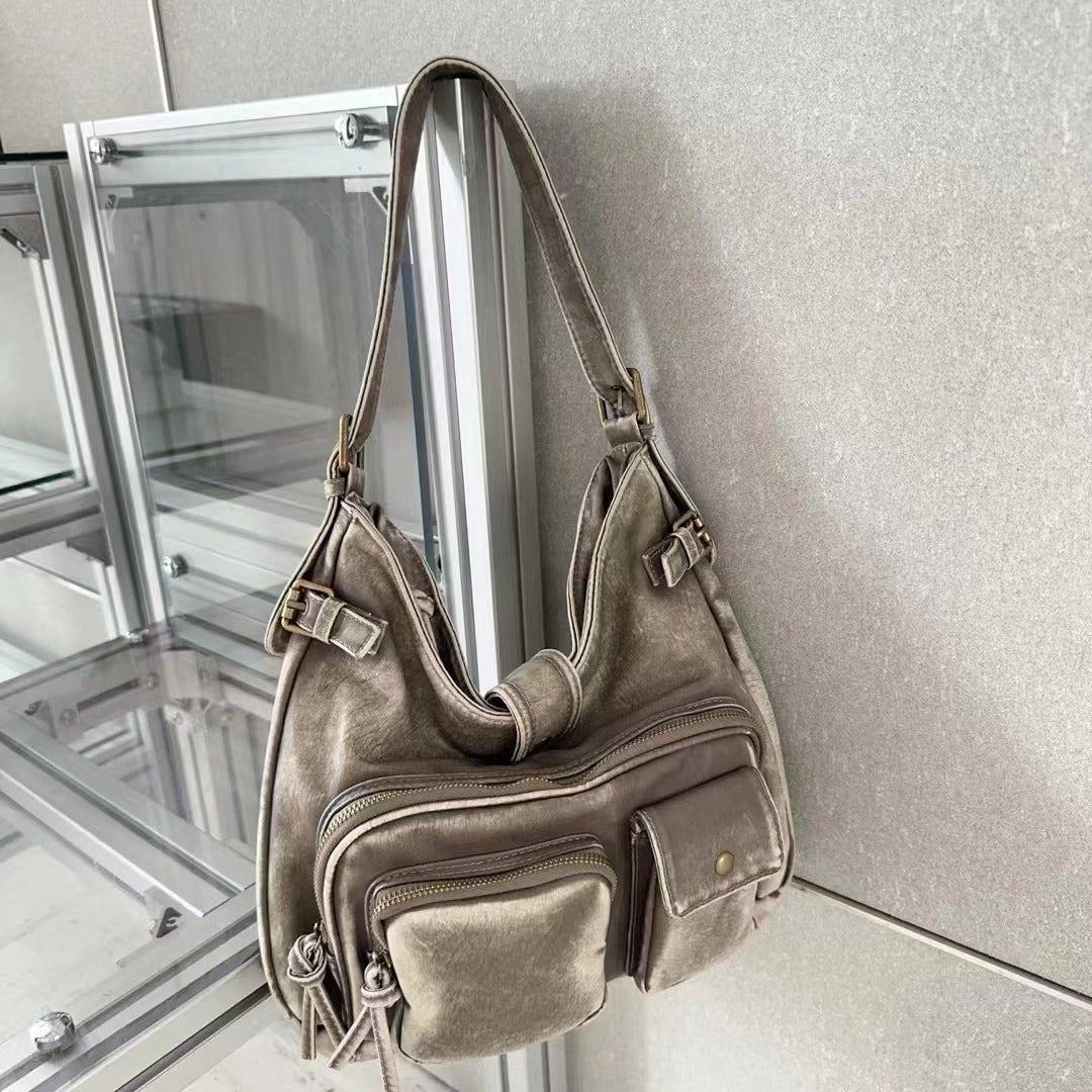 Sac de moto multi-poches en texture rétro de haute qualité