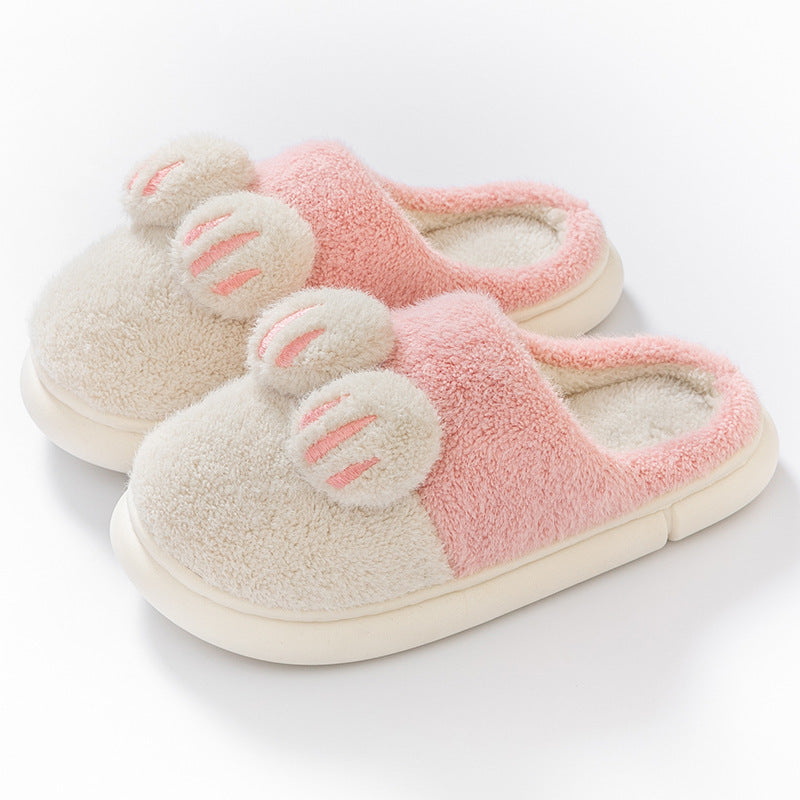 Chaussons en coton pour femmes, pattes de chat, couple à domicile.