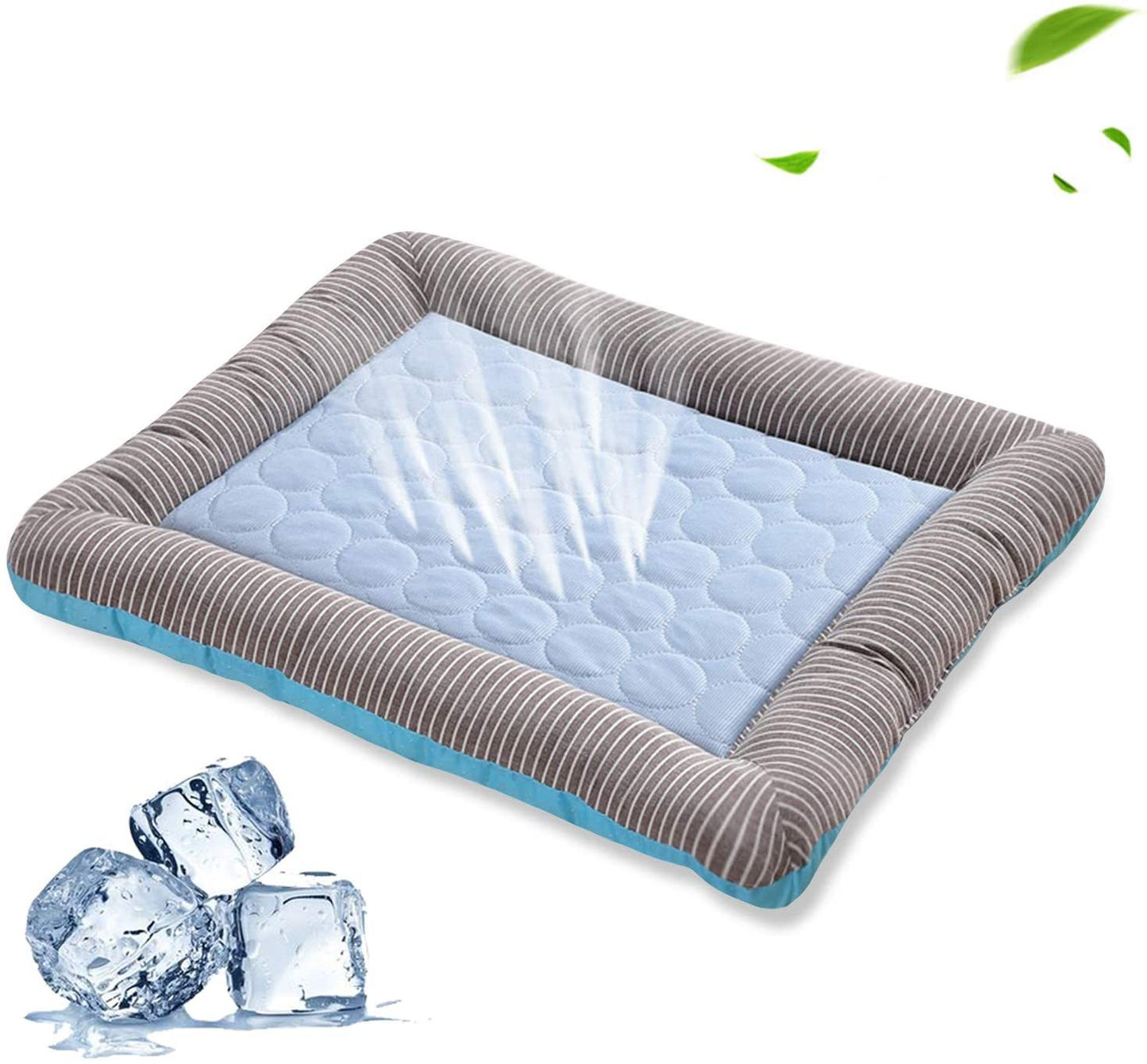 Tapis de refroidissement pour animaux de compagnie pour chiens, chats, chiots et chatons, matelas frais, couverture pour animaux de compagnie en matériau en soie glacée, doux pour le sommeil d'été, bleu, respirant.