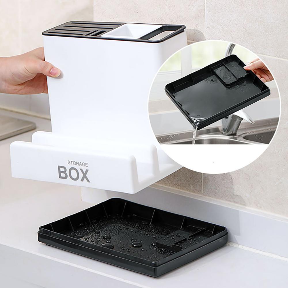 Supports de rangement pour vaisselle, couteaux de cuisine, rangements en plastique, étagères pour la commodité de la cuisine, gadgets de cuisine.