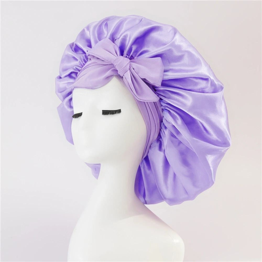 Nouveau bonnet en soie pour femmes endormies, bonnet en satin, bonnet de nuit, écharpe pour cheveux bouclés avec bandeau pour cheveux bouclés