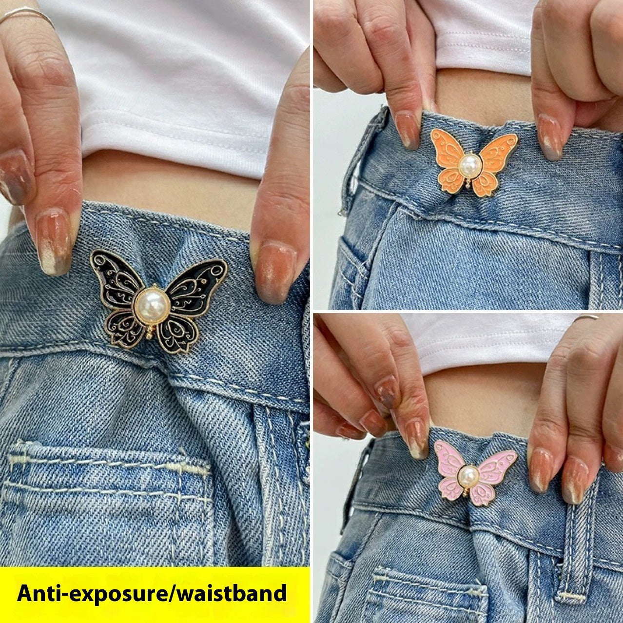 Boucle de ceinture papillon sans clou amovible