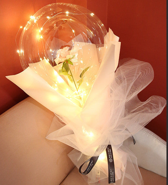 LED Ballon lumineux Rose Bouquet Transparent Bobo Boule Rose