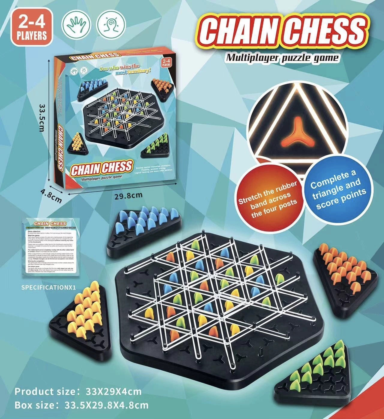 Jeu de puzzle d'échecs en chaîne sur bureau pour la famille et l'interaction parent-enfant.