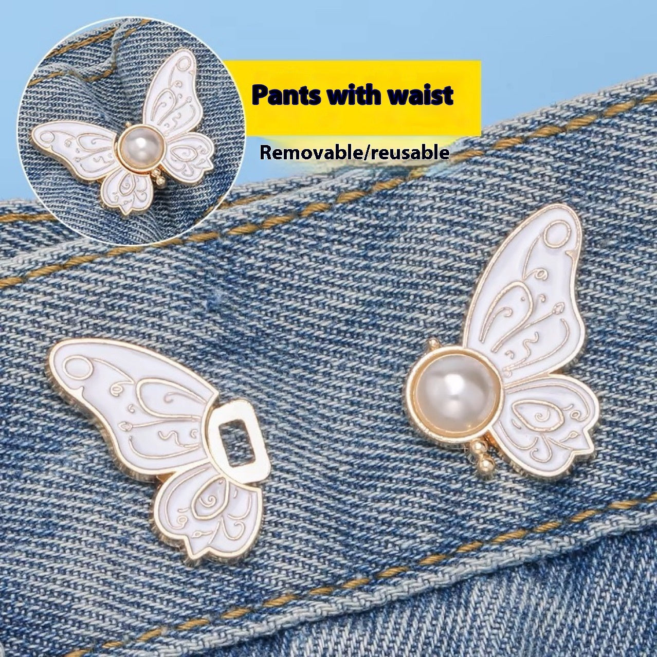 Boucle de ceinture papillon sans clou amovible