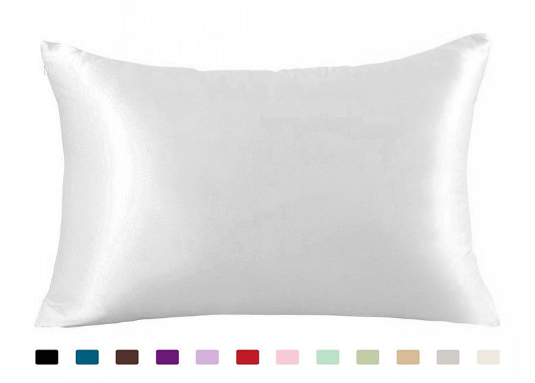 Taie d'oreiller en satin de couleur unie en soie synthétique simple Taie d'oreiller en soie glacée