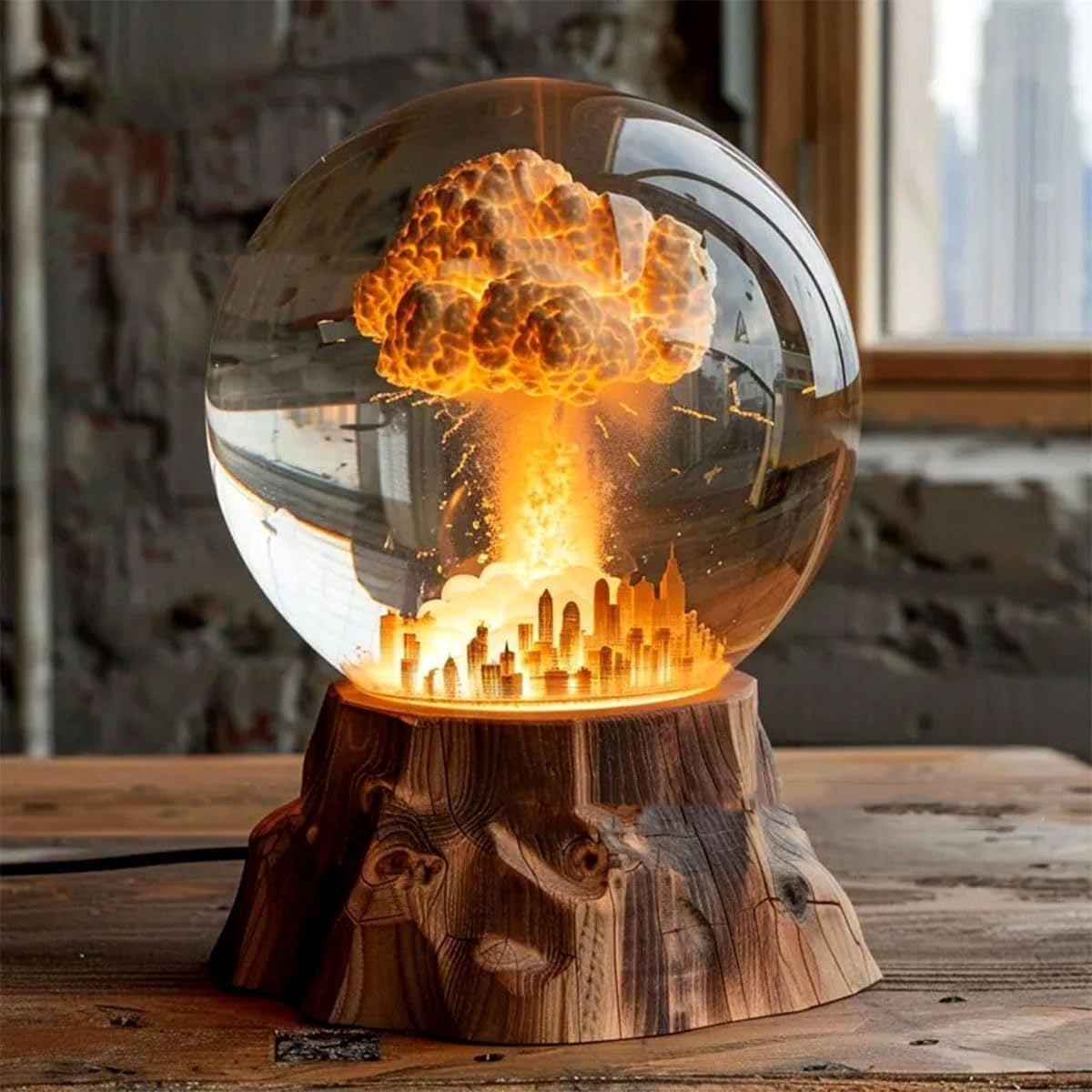 Lampe d'explosion de bombe atomique, lampe d'explosion nucléaire, veilleuse d'explosion de nuage de champignon 3D, lampe d'ambiance modèle de bombe atomique, veilleuse en résine LED, lampe de chevet, lampe de bureau, lampe de table